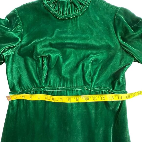 Vintage Green Velvet 60’s Maxi Dress Size 10 - Picture 11 of 17